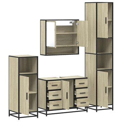 vidaXL Ensemble de meubles de salle de bain 4 pièces en aggloméré coloris chêne Sonoma
