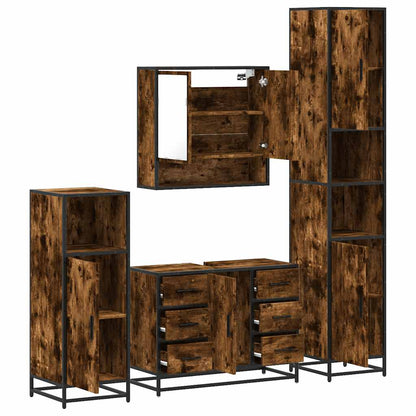 vidaXL 4-tlg. Badmöbel-Set Räuchereiche Holzwerkstoff