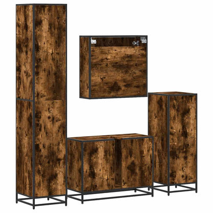 vidaXL 4-tlg. Badmöbel-Set Räuchereiche Holzwerkstoff