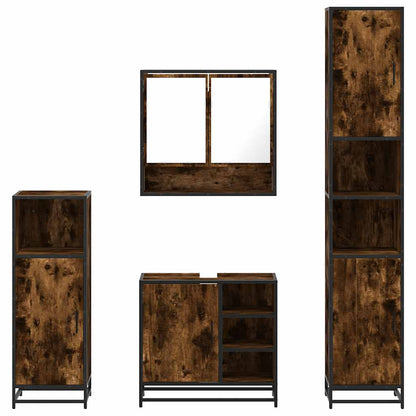vidaXL 4-tlg. Badmöbel-Set Räuchereiche Holzwerkstoff