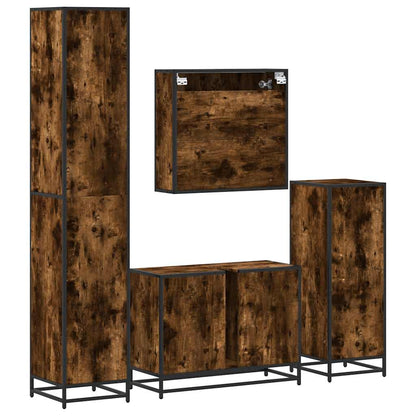 vidaXL 4-tlg. Badmöbel-Set Räuchereiche Holzwerkstoff