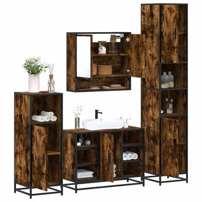 vidaXL 4-tlg. Badmöbel-Set Räuchereiche Holzwerkstoff
