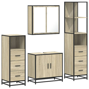 vidaXL Ensemble de meubles de salle de bain 4 pcs Chêne Sonoma Aggloméré