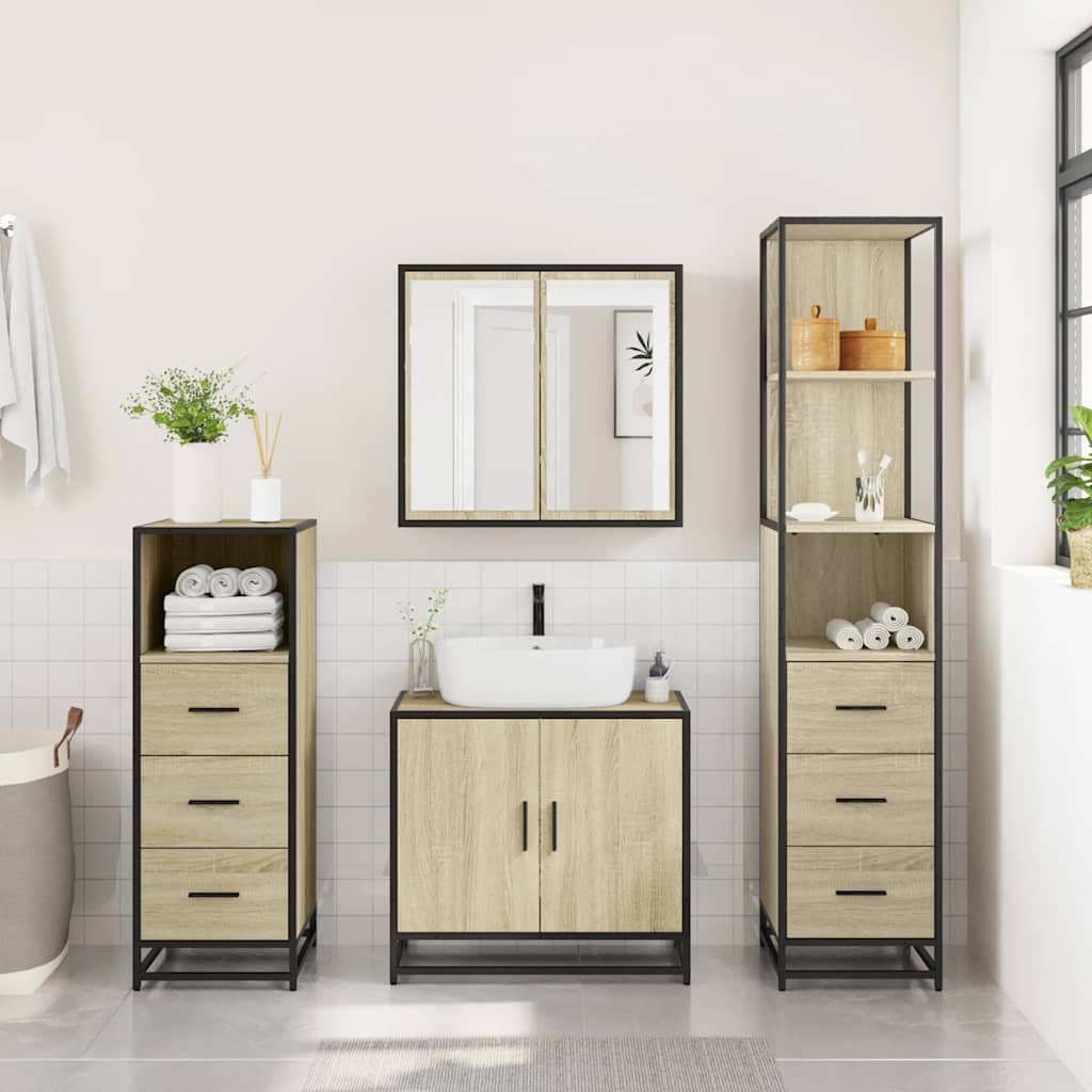 vidaXL Ensemble de meubles de salle de bain 4 pcs Chêne Sonoma Aggloméré