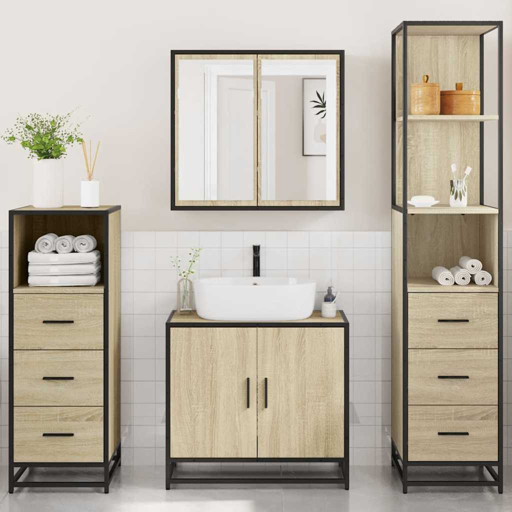 vidaXL Ensemble de meubles de salle de bain 4 pcs Chêne Sonoma Aggloméré
