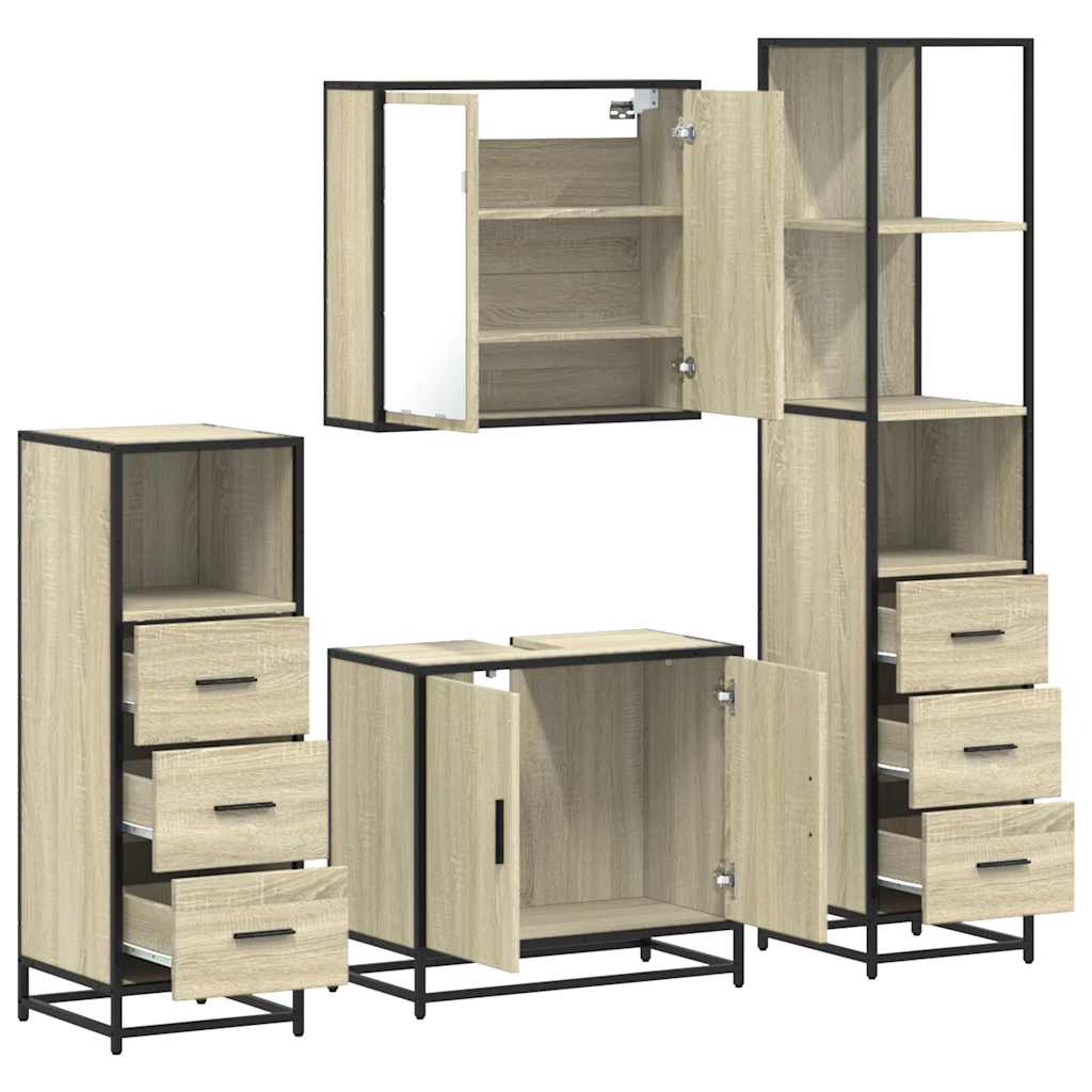 vidaXL Ensemble de meubles de salle de bain 4 pcs Chêne Sonoma Aggloméré