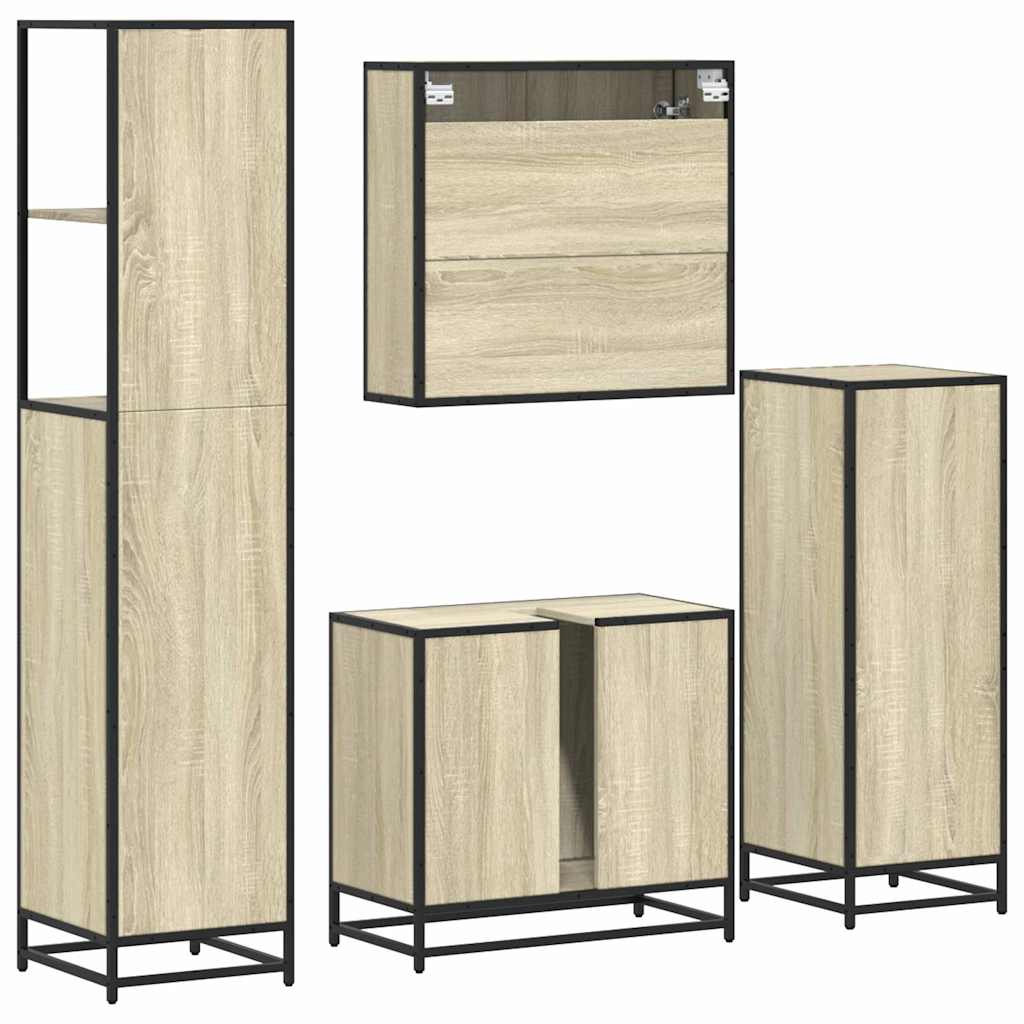 vidaXL Ensemble de meubles de salle de bain 4 pcs Chêne Sonoma Aggloméré