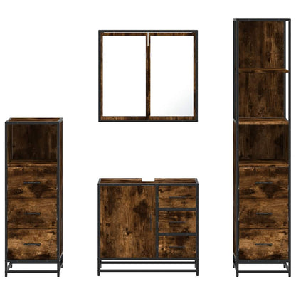 vidaXL 4-tlg. Badmöbel-Set Räuchereiche Holzwerkstoff