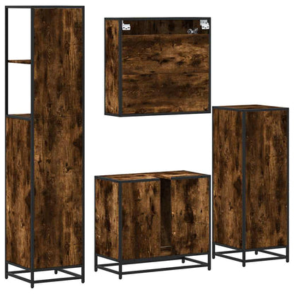 vidaXL 4-tlg. Badmöbel-Set Räuchereiche Holzwerkstoff