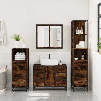 vidaXL Ensemble de meubles de salle de bain 4 pcs Chêne fumé en bois d'ingénierie