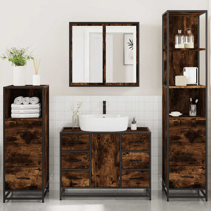 vidaXL Ensemble de meubles de salle de bain 4 pcs Chêne fumé en bois d'ingénierie