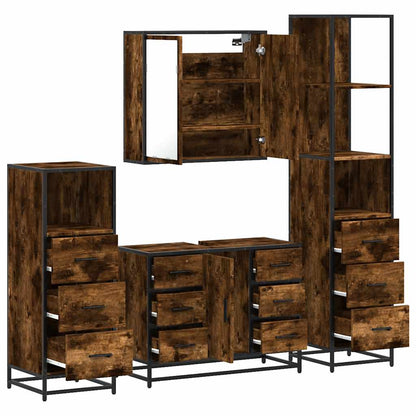 vidaXL Ensemble de meubles de salle de bain 4 pcs Chêne fumé en bois d'ingénierie