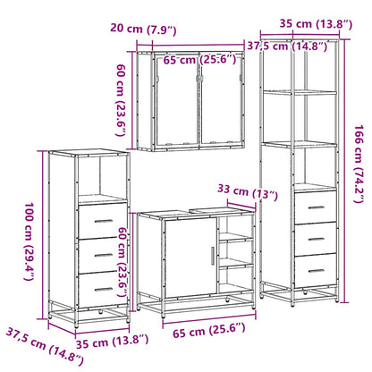 vidaXL 4-tlg. Badmöbel-Set Sonoma-Eiche Holzwerkstoff