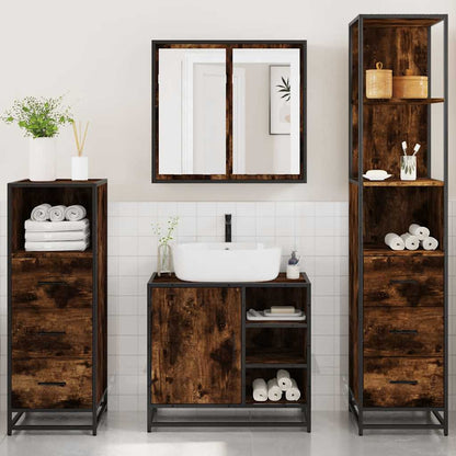 vidaXL Ensemble de meubles de salle de bain 4 pcs Chêne fumé en bois d'ingénierie