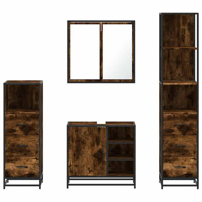 vidaXL Ensemble de meubles de salle de bain 4 pcs Chêne fumé en bois d'ingénierie