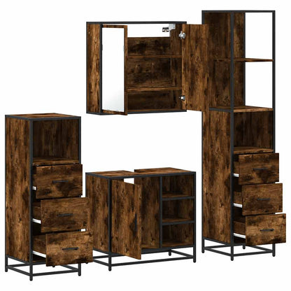 vidaXL Ensemble de meubles de salle de bain 4 pcs Chêne fumé en bois d'ingénierie