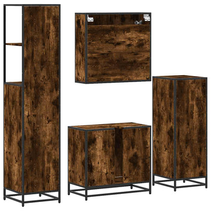 vidaXL Ensemble de meubles de salle de bain 4 pcs Chêne fumé en bois d'ingénierie