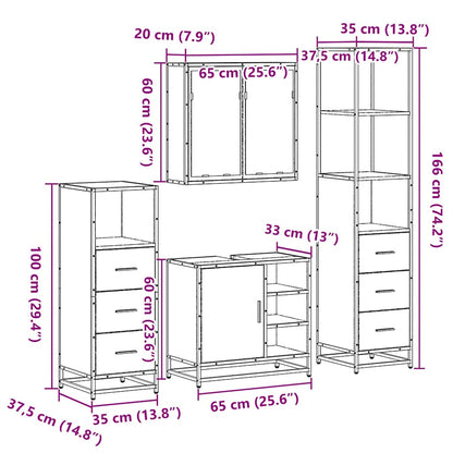 vidaXL Ensemble de meubles de salle de bain 4 pcs Chêne fumé en bois d'ingénierie