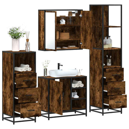 vidaXL Ensemble de meubles de salle de bain 4 pcs Chêne fumé en bois d'ingénierie