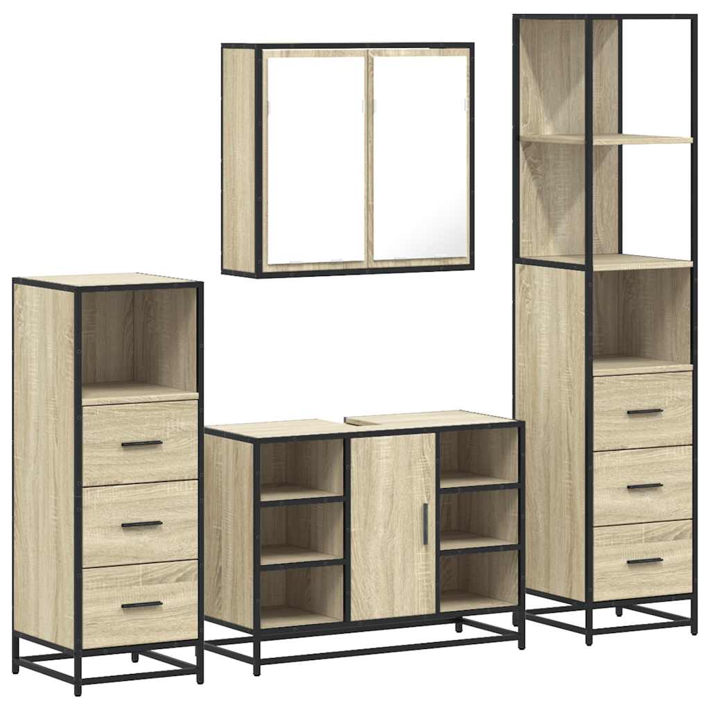 vidaXL Ensemble de meubles de salle de bain 4 pièces Chêne Sonoma en bois d'ingénierie