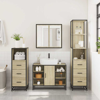 vidaXL Ensemble de meubles de salle de bain 4 pièces Chêne Sonoma en bois d'ingénierie