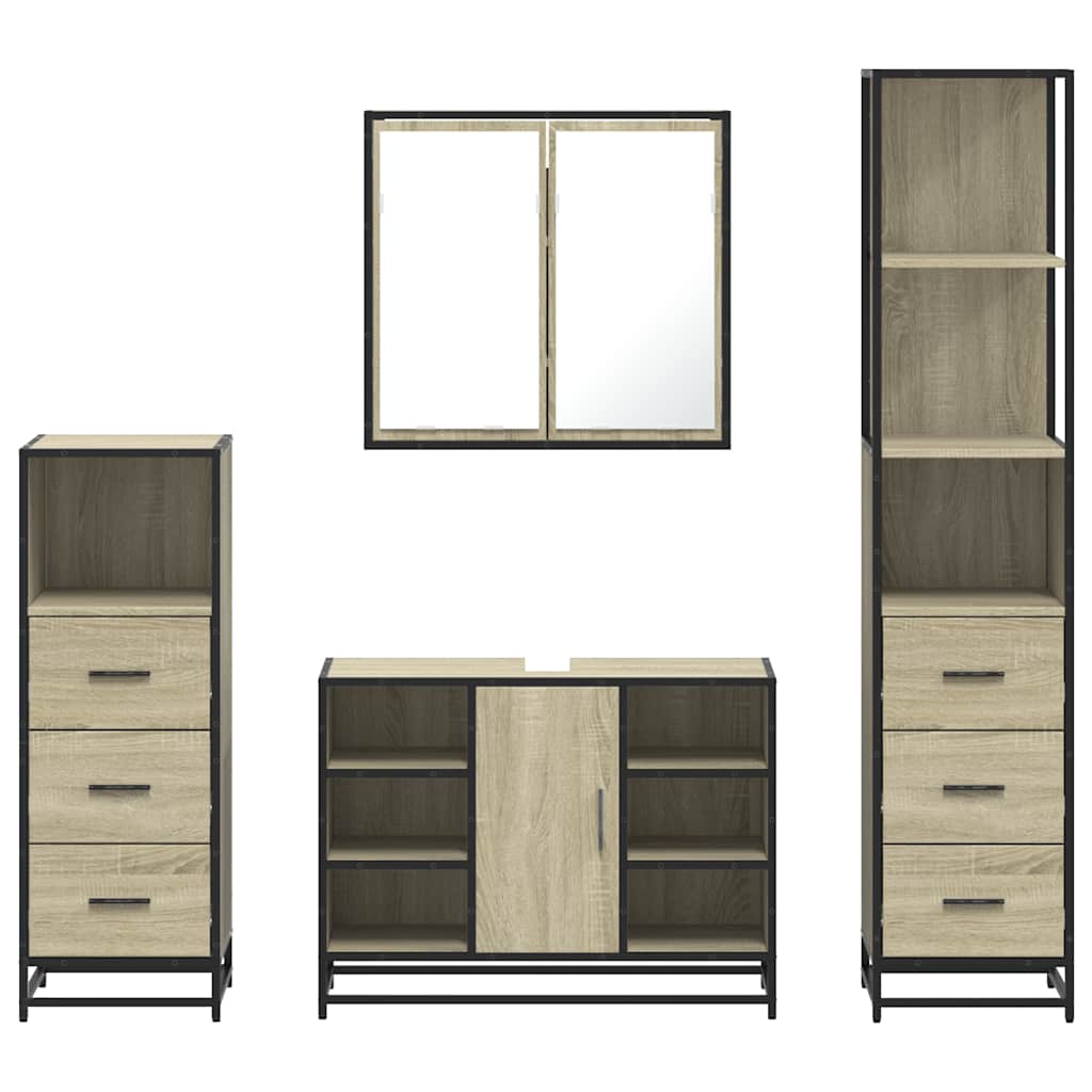 vidaXL Ensemble de meubles de salle de bain 4 pièces Chêne Sonoma en bois d'ingénierie