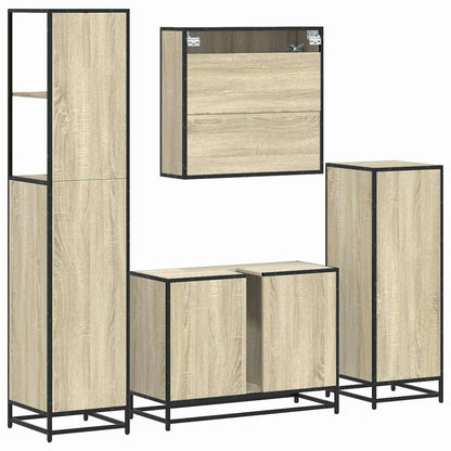 vidaXL Ensemble de meubles de salle de bain 4 pièces Chêne Sonoma en bois d'ingénierie