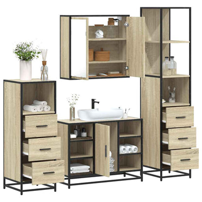vidaXL Ensemble de meubles de salle de bain 4 pièces Chêne Sonoma en bois d'ingénierie