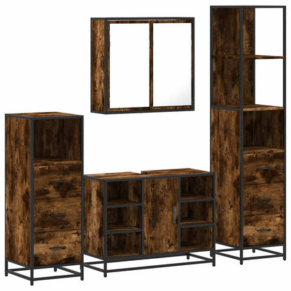 vidaXL Ensemble de meubles de salle de bain 4 pcs Chêne fumé en bois d'ingénierie