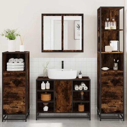 vidaXL Ensemble de meubles de salle de bain 4 pcs Chêne fumé en bois d'ingénierie