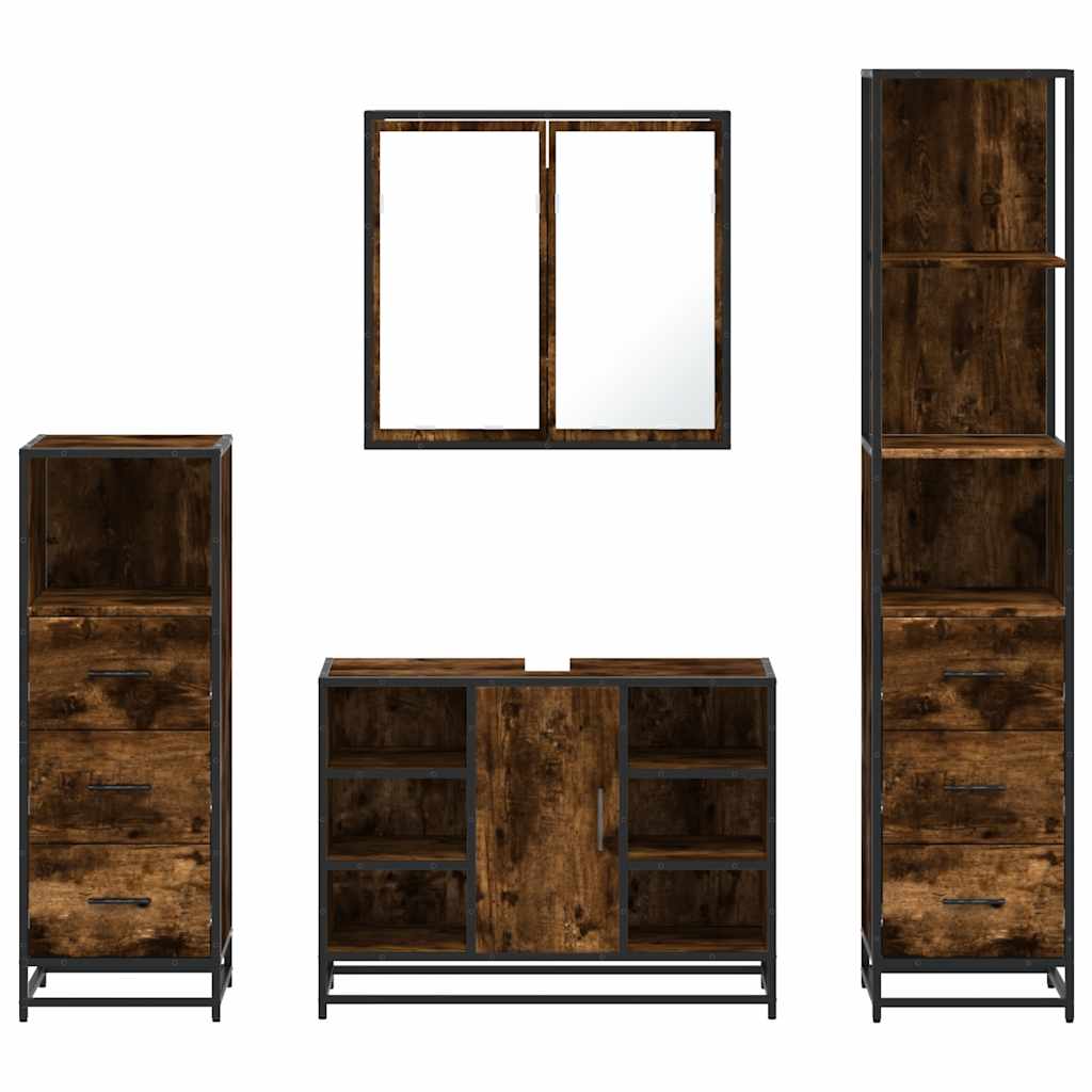 vidaXL Ensemble de meubles de salle de bain 4 pcs Chêne fumé en bois d'ingénierie