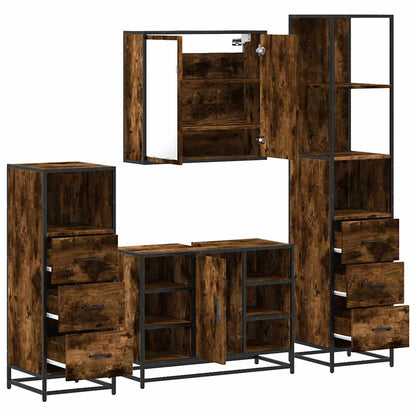 vidaXL Ensemble de meubles de salle de bain 4 pcs Chêne fumé en bois d'ingénierie