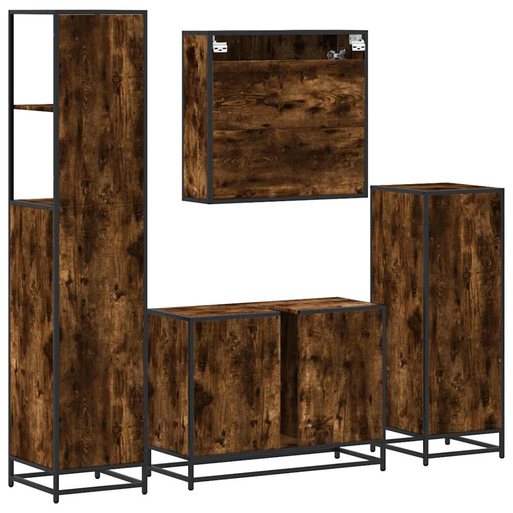 vidaXL Ensemble de meubles de salle de bain 4 pcs Chêne fumé en bois d'ingénierie