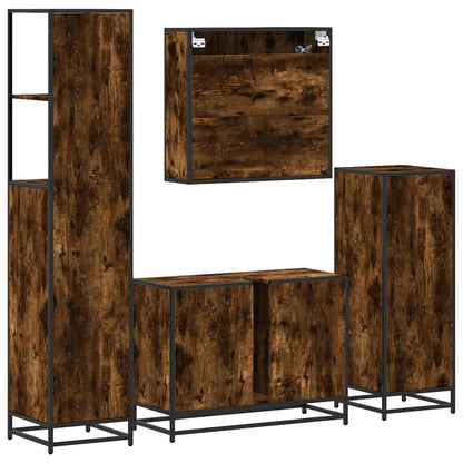 vidaXL Ensemble de meubles de salle de bain 4 pcs Chêne fumé en bois d'ingénierie