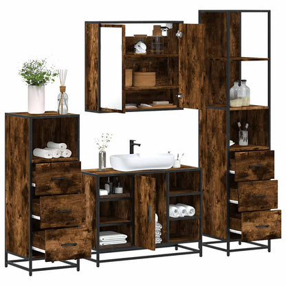 vidaXL Ensemble de meubles de salle de bain 4 pcs Chêne fumé en bois d'ingénierie