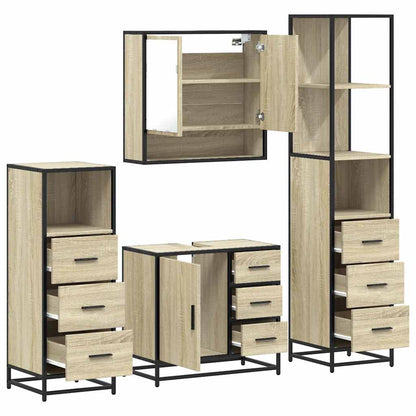 vidaXL Ensemble de meubles de salle de bain 4 pièces en aggloméré coloris chêne Sonoma