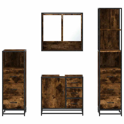 vidaXL 4-tlg. Badmöbel-Set Räuchereiche Holzwerkstoff
