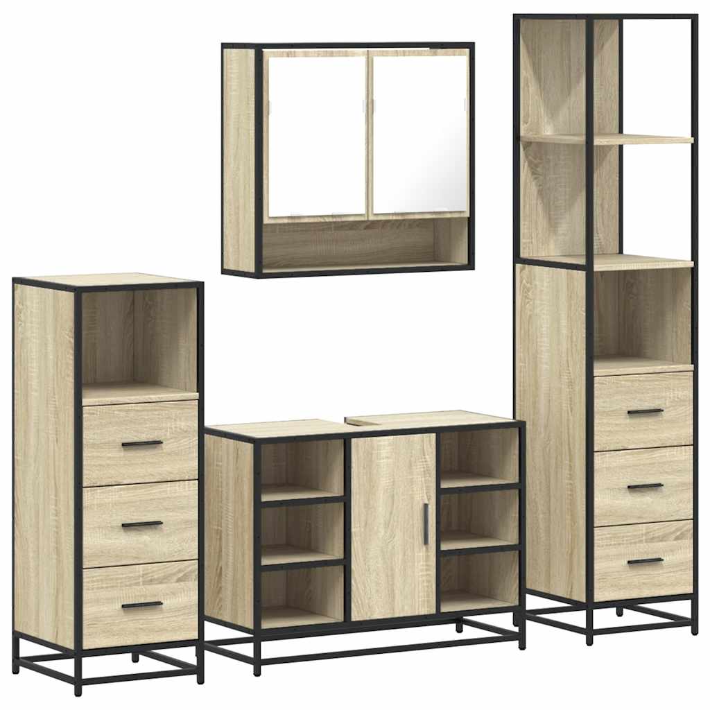 vidaXL Ensemble de meubles de salle de bain 4 pcs Chêne Sonoma Aggloméré