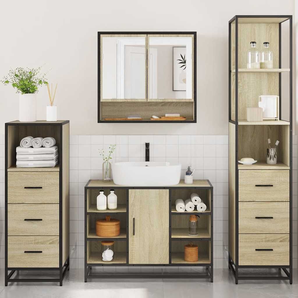 vidaXL Ensemble de meubles de salle de bain 4 pcs Chêne Sonoma Aggloméré