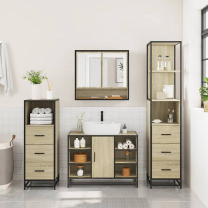 vidaXL Ensemble de meubles de salle de bain 4 pcs Chêne Sonoma Aggloméré
