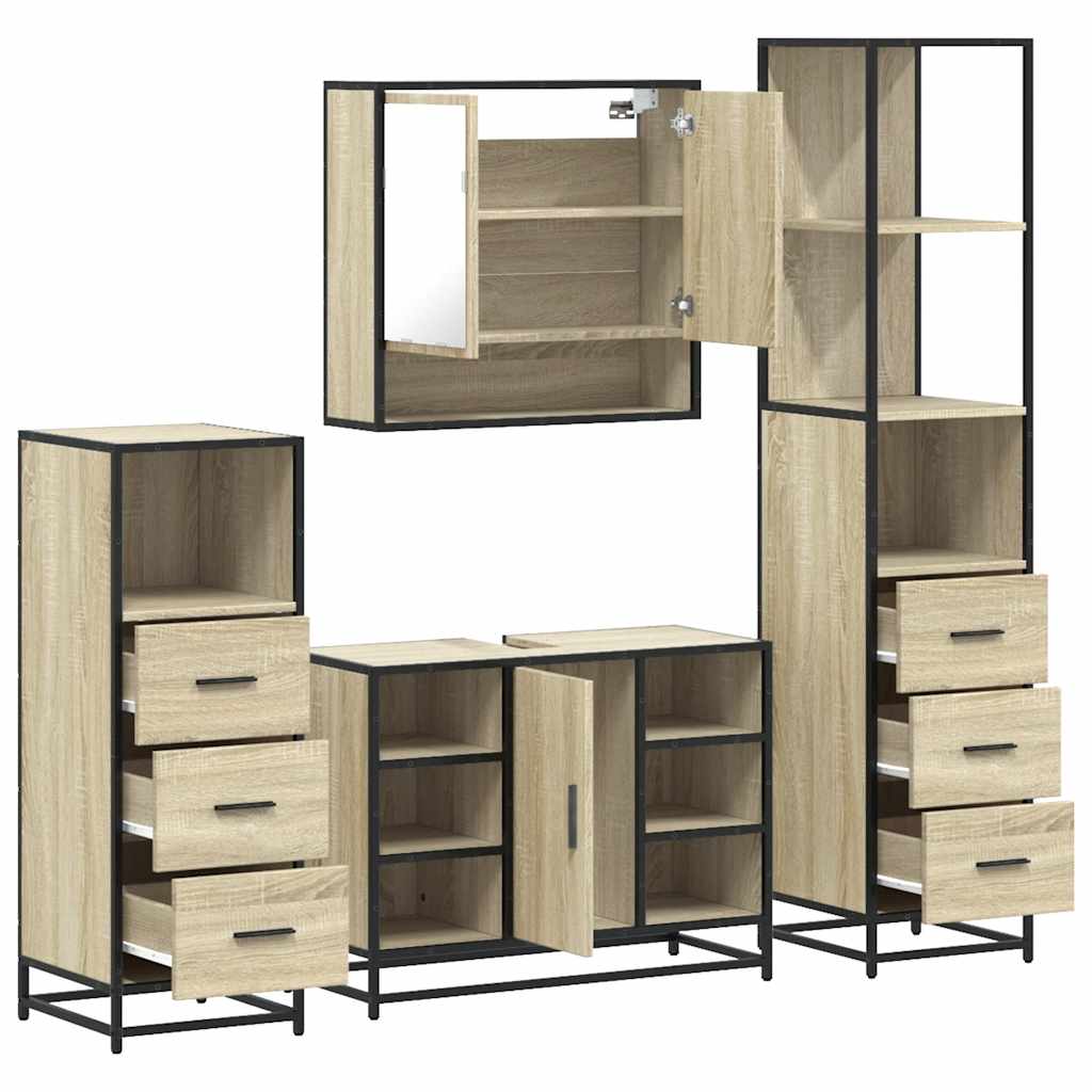 vidaXL Ensemble de meubles de salle de bain 4 pcs Chêne Sonoma Aggloméré