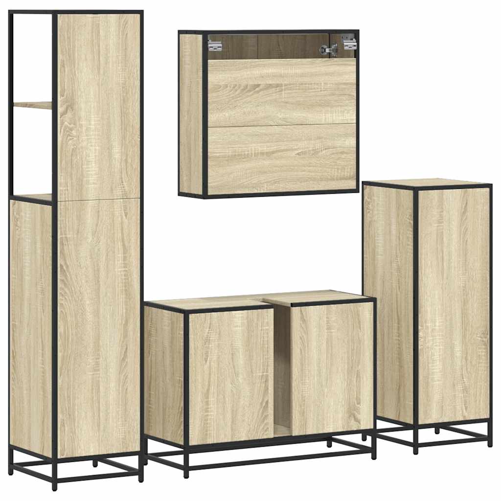 vidaXL Ensemble de meubles de salle de bain 4 pcs Chêne Sonoma Aggloméré
