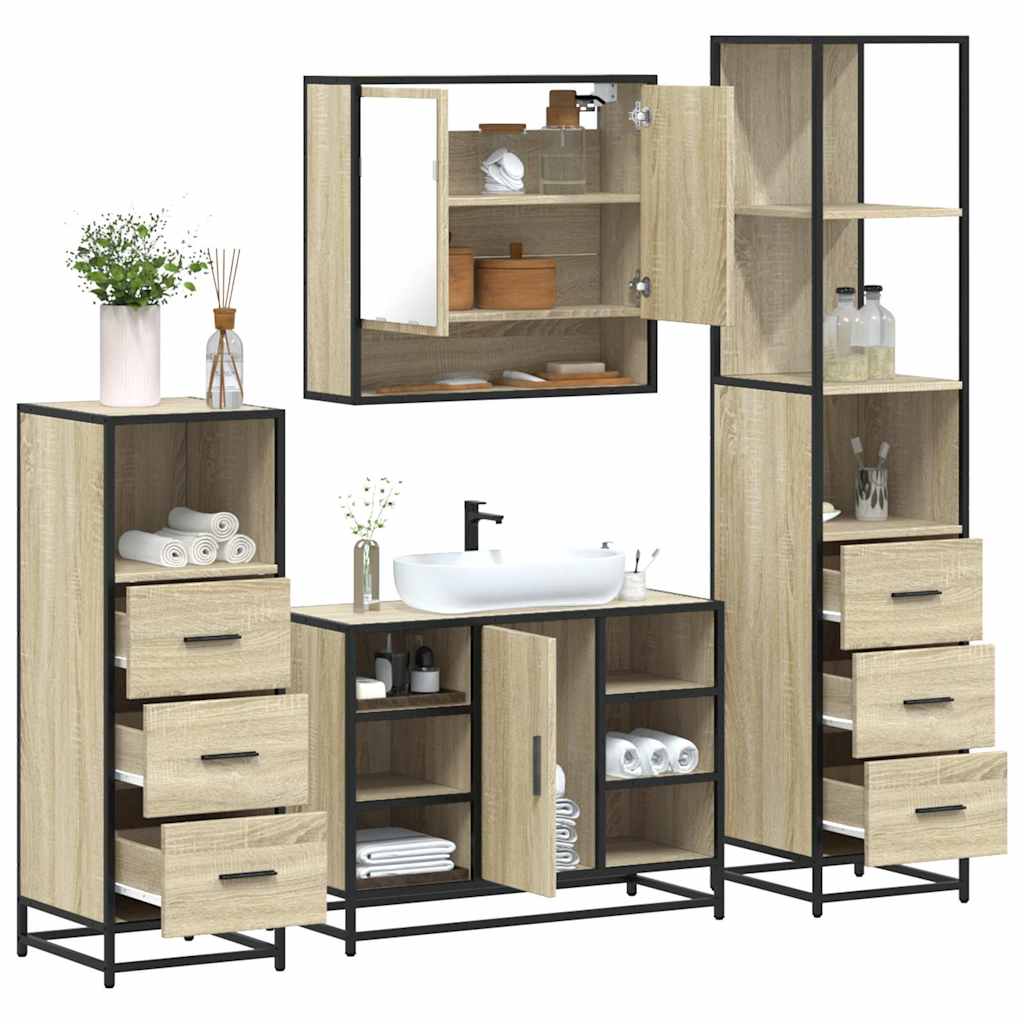 vidaXL Ensemble de meubles de salle de bain 4 pcs Chêne Sonoma Aggloméré