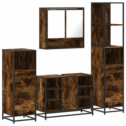 vidaXL 4-tlg. Badmöbel-Set Räuchereiche Holzwerkstoff