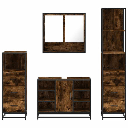 vidaXL 4-tlg. Badmöbel-Set Räuchereiche Holzwerkstoff