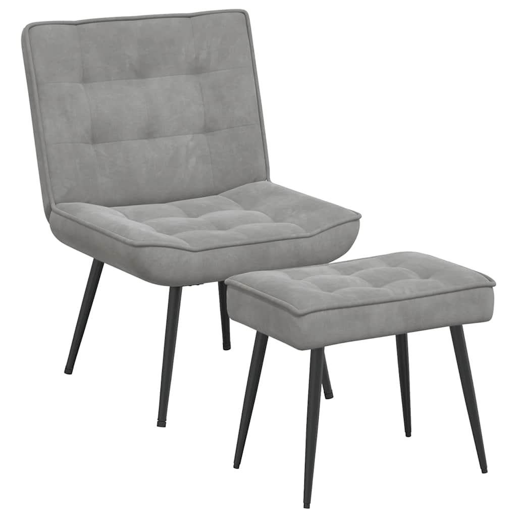vidaXL Fauteuil relax avec repose-pieds velours gris clair