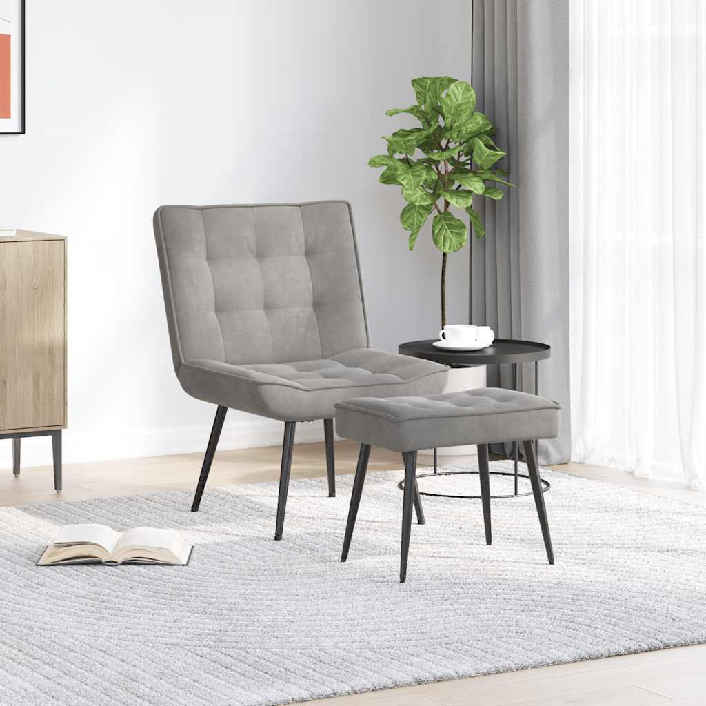 vidaXL Fauteuil relax avec repose-pieds velours gris clair