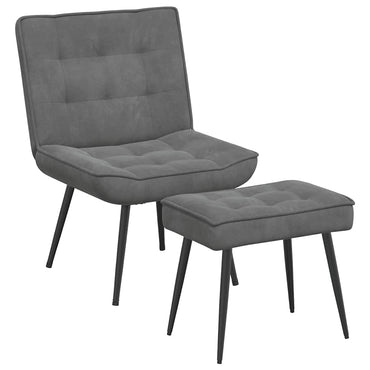 vidaXL Relaxsessel mit Hocker Dunkelgrau Samt