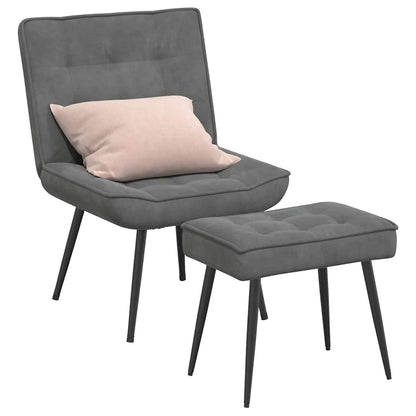 vidaXL Fauteuil de relaxation avec tabouret Gris foncé Velours