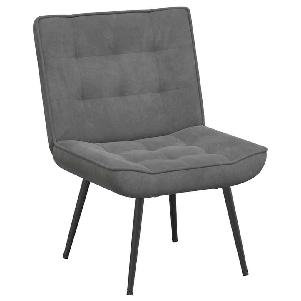 vidaXL Fauteuil de relaxation avec tabouret Gris foncé Velours